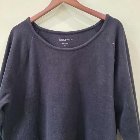 Comfort Code Cuddl Duds Womens Fleece Pullover Sweater Black Size 2X Long Sleeve - Picture 2 of 9